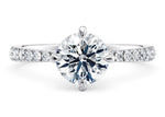 Asteria Compass Diamond Band Platinum Round Engagement Ring