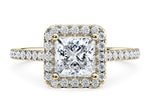 Aphrodite Halo Yellow Gold 18k Princess Engagement Ring