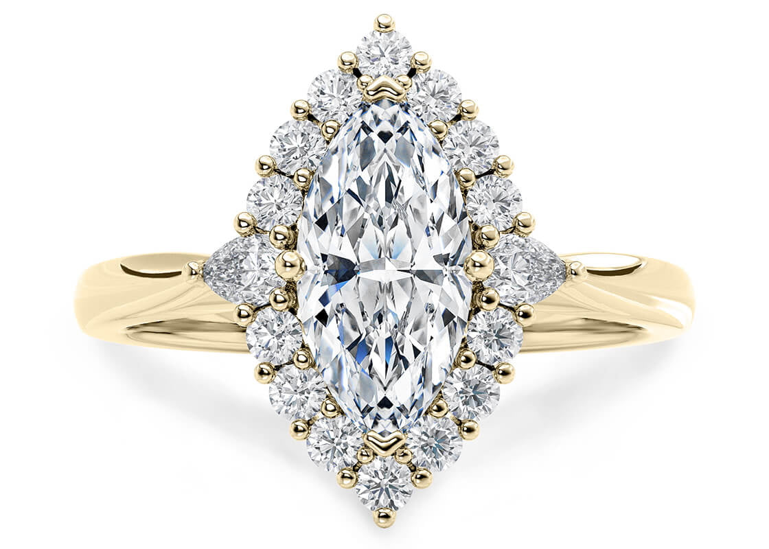 Hampstead Halo Yellow Gold 18k Marquise Engagement Ring