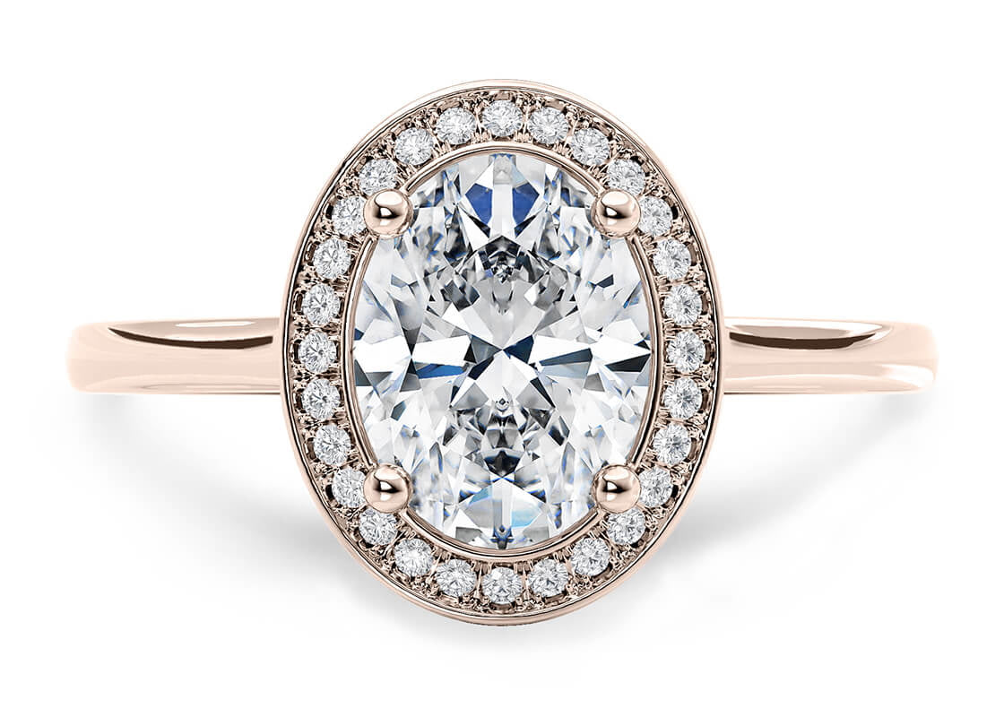 Minerva Halo Rose Gold 18k Oval Engagement Ring