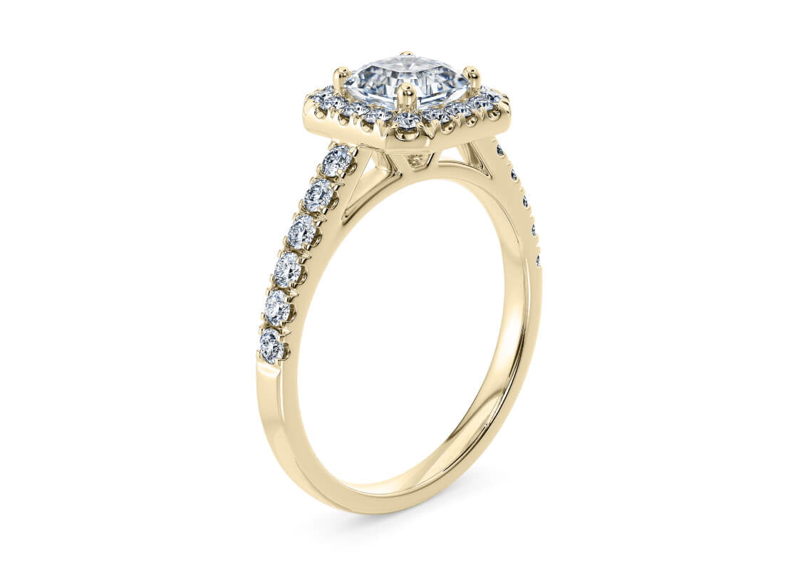 Medici Halo Yellow Gold 18k Asscher Engagement Ring