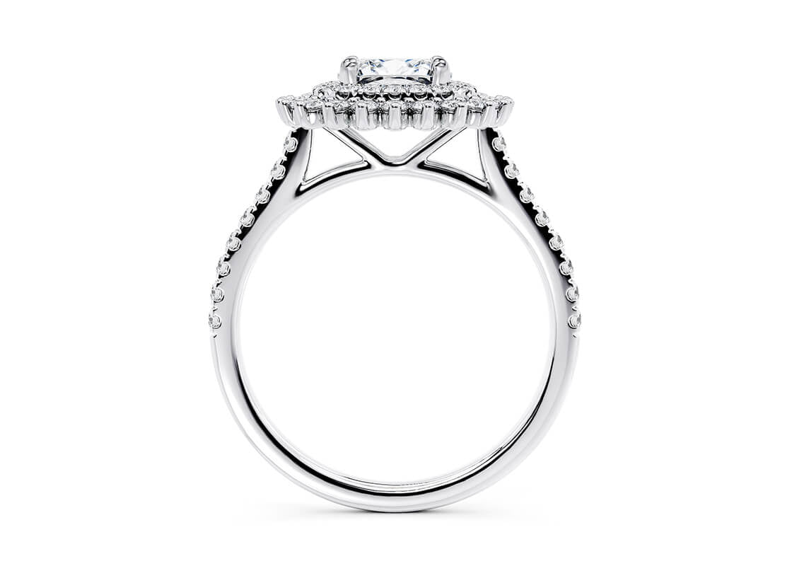 Berkeley Halo Platinum Cushion Engagement Ring