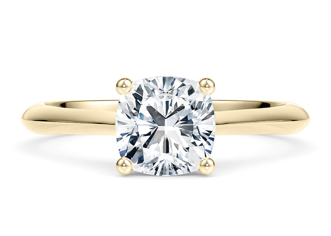 Iris Solitaire Yellow Gold 18k Cushion Engagement Ring