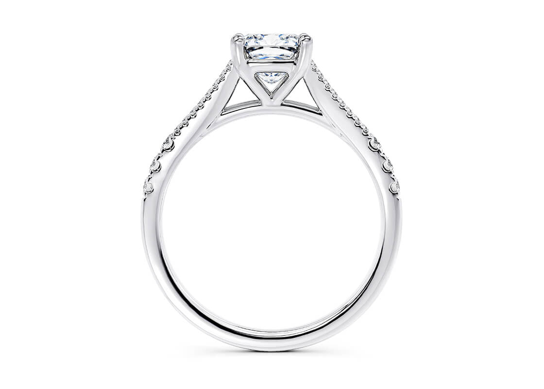 Oxford Diamond Band Platinum Cushion Engagement Ring
