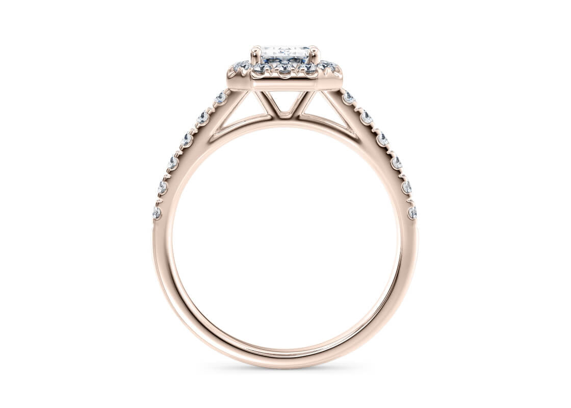 Medici Halo Rose Gold 18k Emerald Engagement Ring