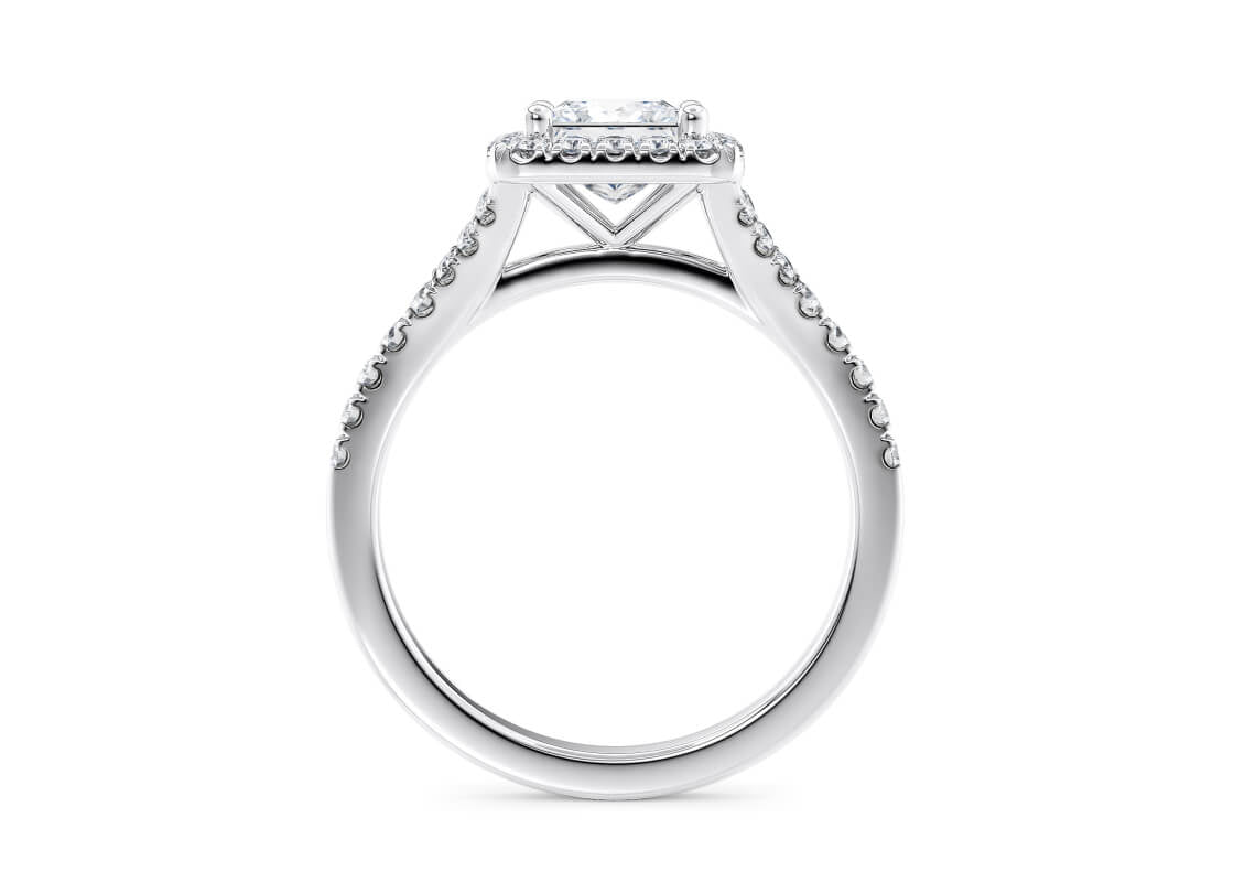 Battersea Halo Platinum Princess Engagement Ring