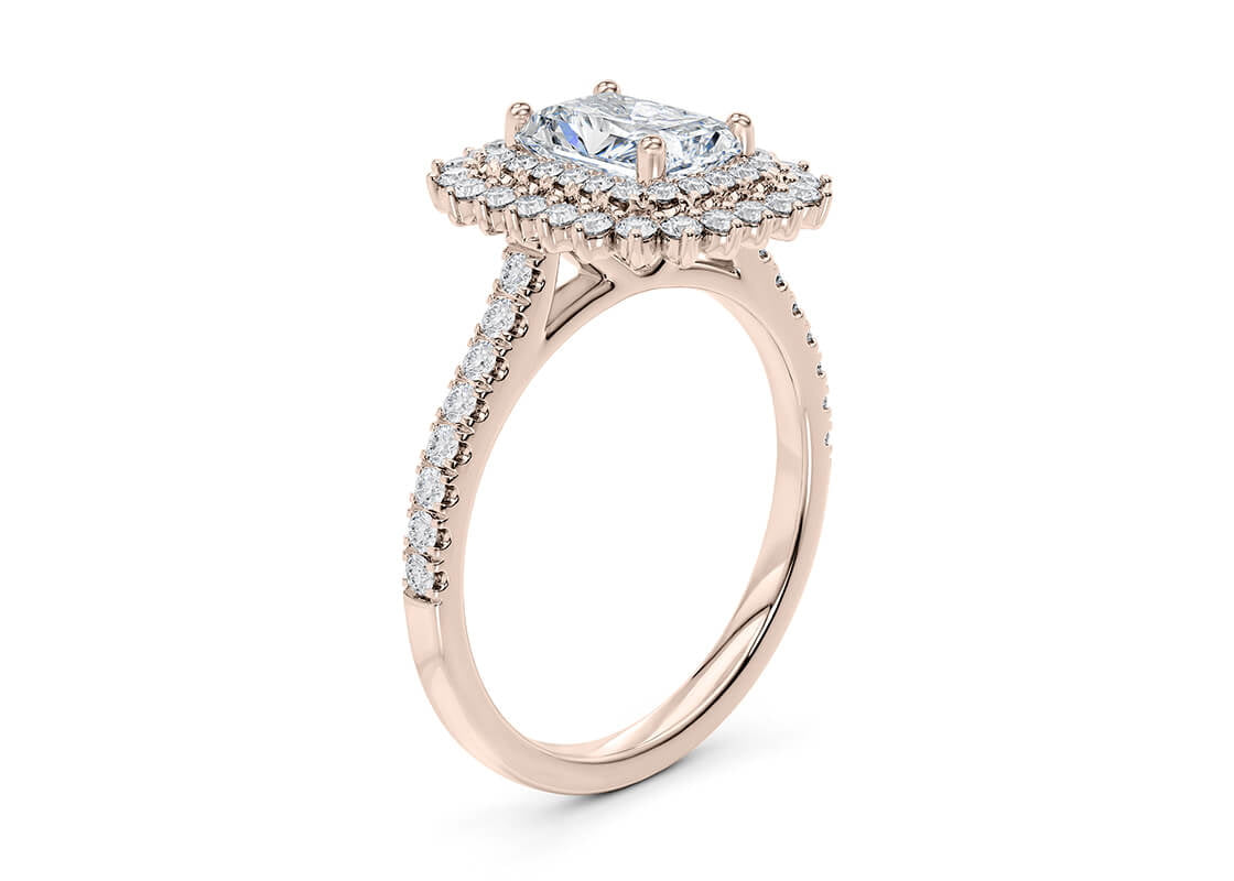 Berkeley Halo Rose Gold 18k Radiant Engagement Ring