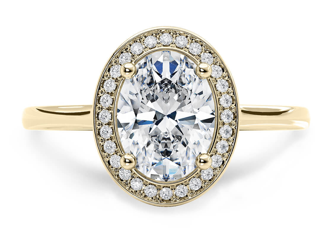 Minerva Halo Yellow Gold 18k Oval Engagement Ring
