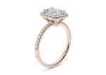 Isabella Halo Rose Gold 18k Radiant Engagement Ring