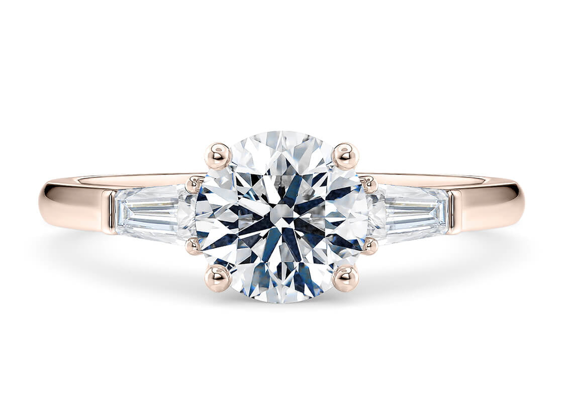Alexandria Trilogy Rose Gold 18k Round Engagement Ring