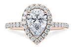 Isabella Halo Rose Gold 18k Pear Engagement Ring