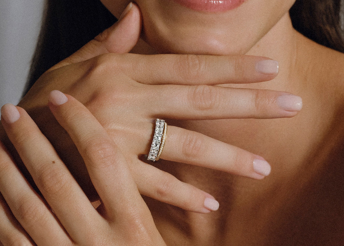 Regent Asscher Half Set Rose Gold 18k Natural Eternity Ring