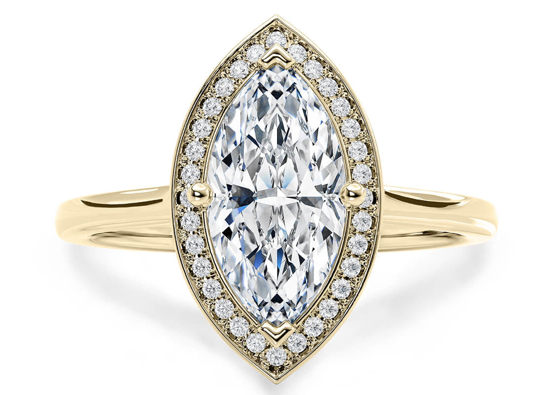 Minerva Halo Yellow Gold 18k Marquise Engagement Ring