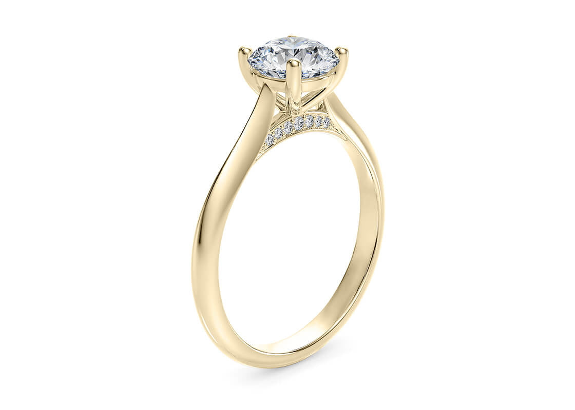 Iris Solitaire Yellow Gold 18k Round Engagement Ring