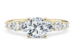 Lyra Diamond Band Yellow Gold 18k Cushion Engagement Ring