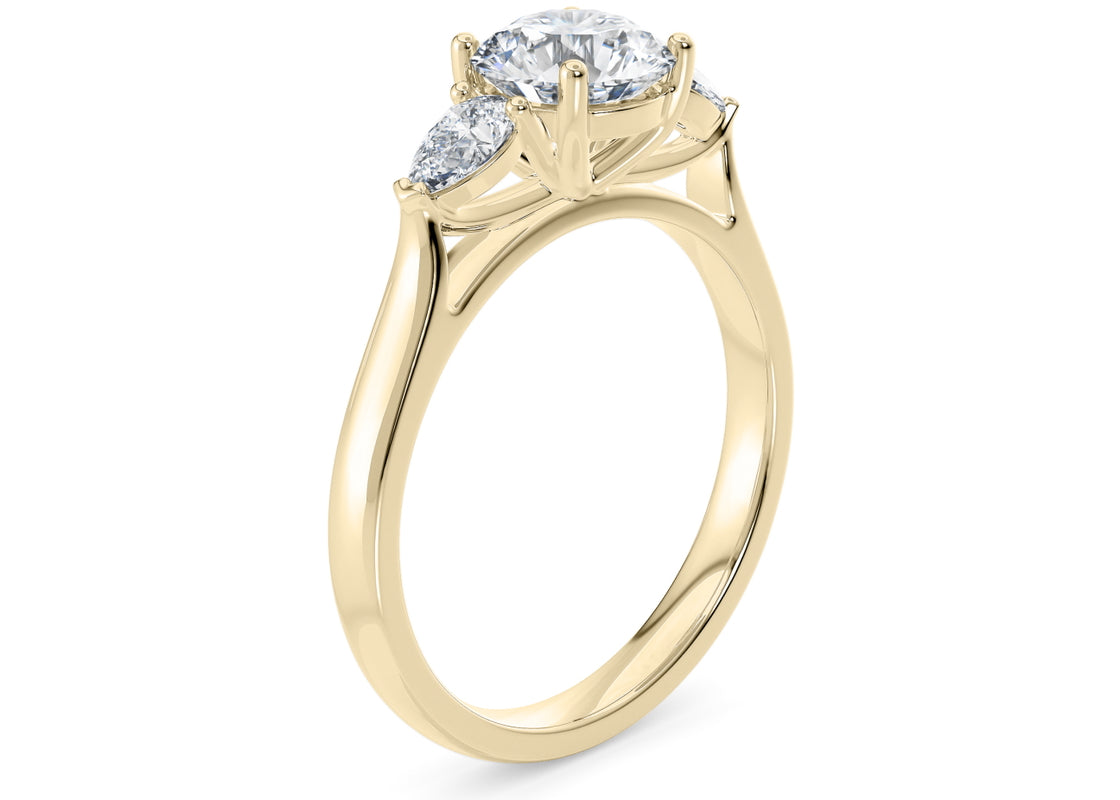 Barcelona Trilogy Yellow Gold 18k Round Engagement Ring