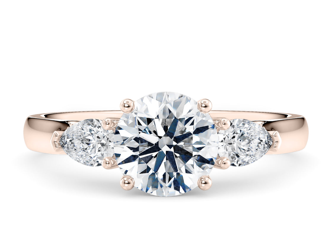 Barcelona Trilogy Rose Gold 18k Round Engagement Ring