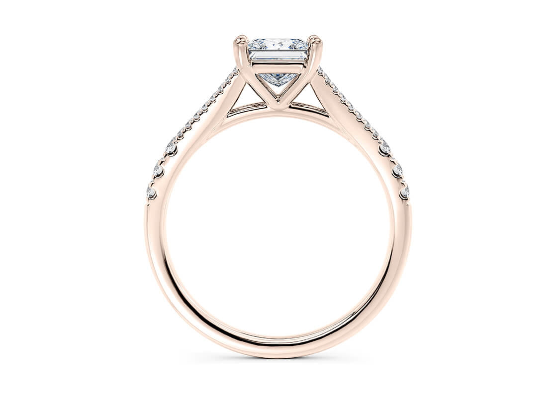 Oxford Diamond Band Rose Gold 18k Princess Engagement Ring
