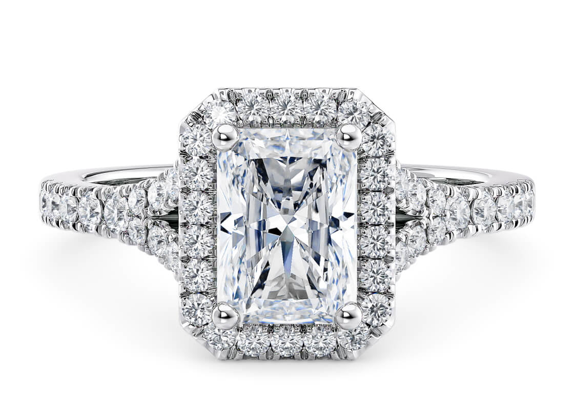 Battersea Halo Platinum Radiant Engagement Ring