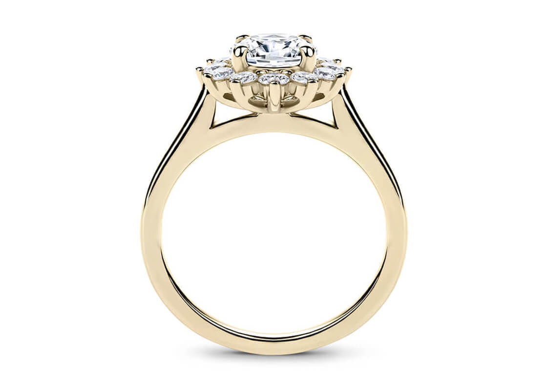 Edwardia Halo Yellow Gold 18k Round Engagement Ring