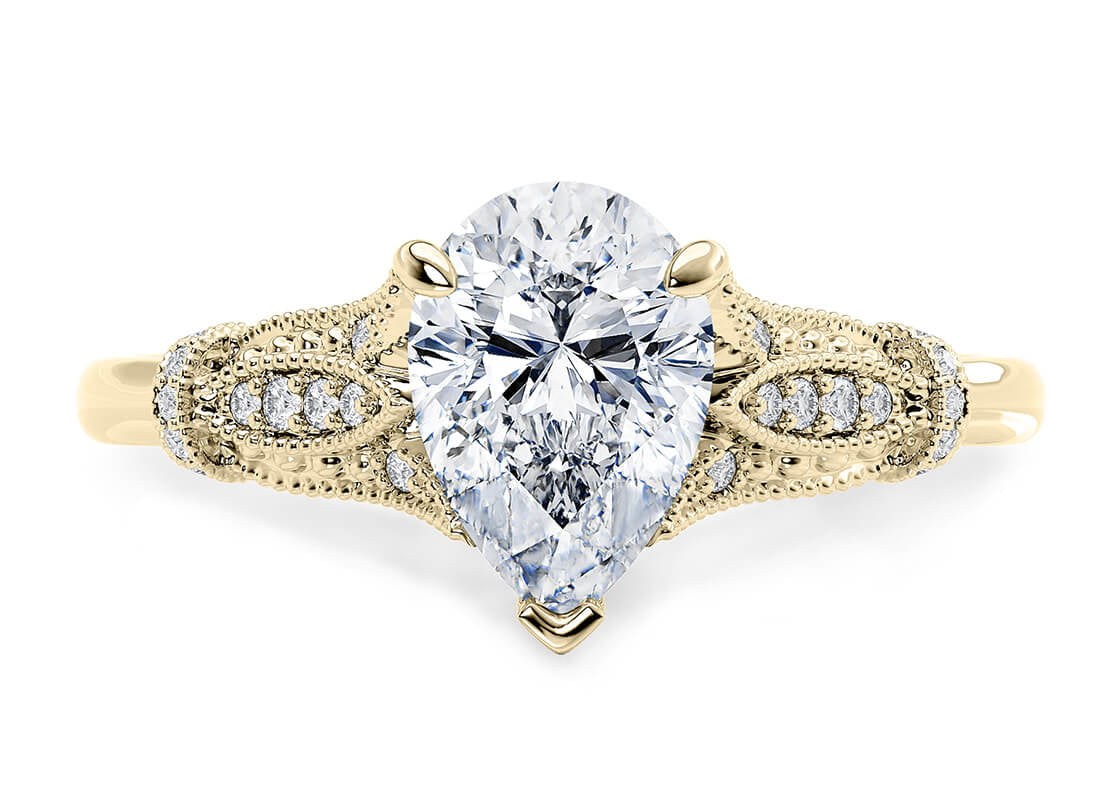 Jasmine Vintage Yellow Gold 18k Pear Engagement Ring