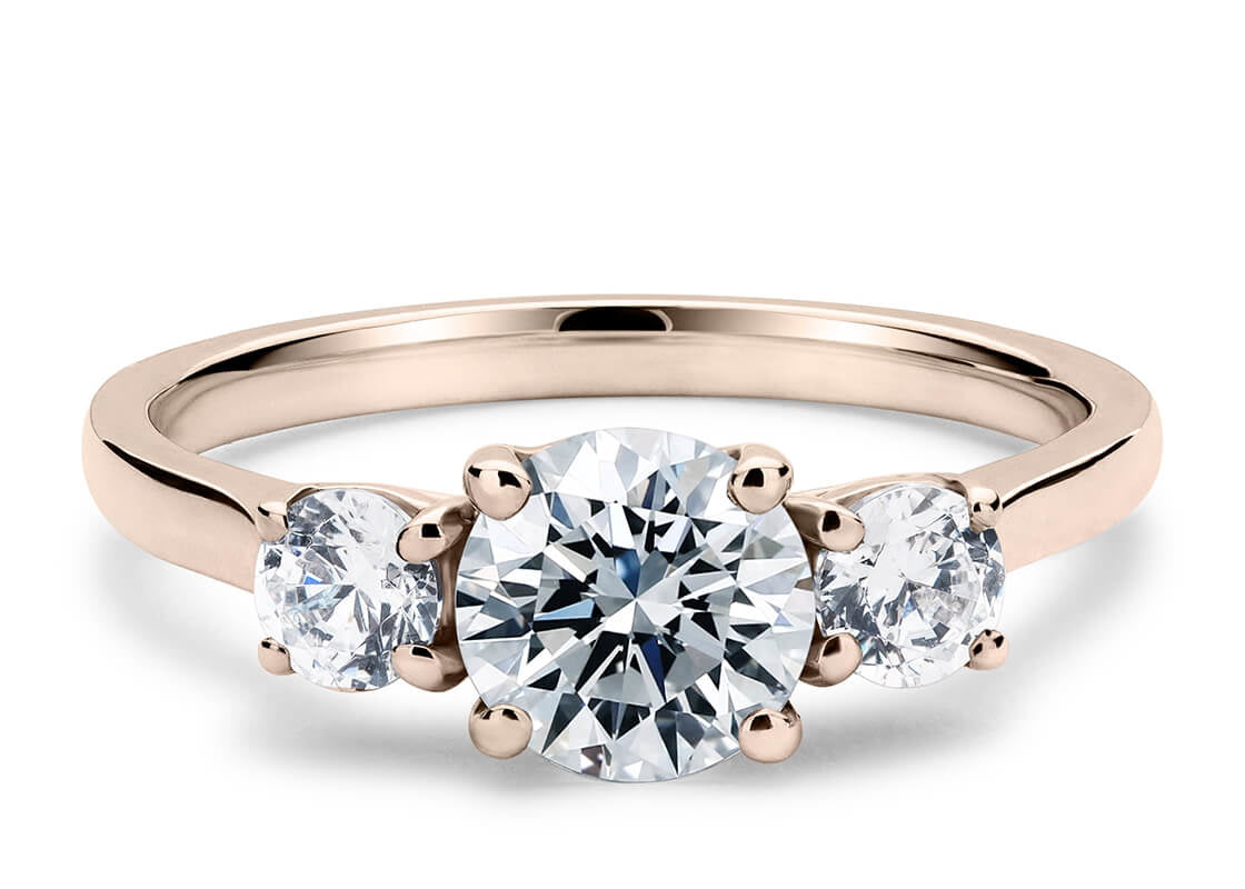 Roma Trilogy Rose Gold 18k Round Engagement Ring