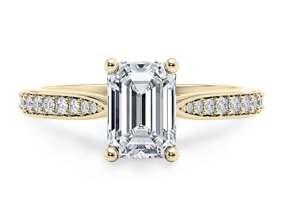 Victoria Diamond Band Yellow Gold 18k Emerald Engagement Ring