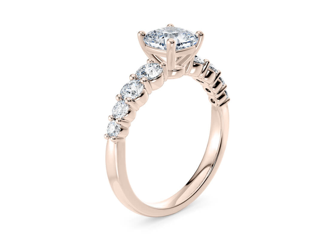 Lyra Diamond Band Rose Gold 18k Cushion Engagement Ring