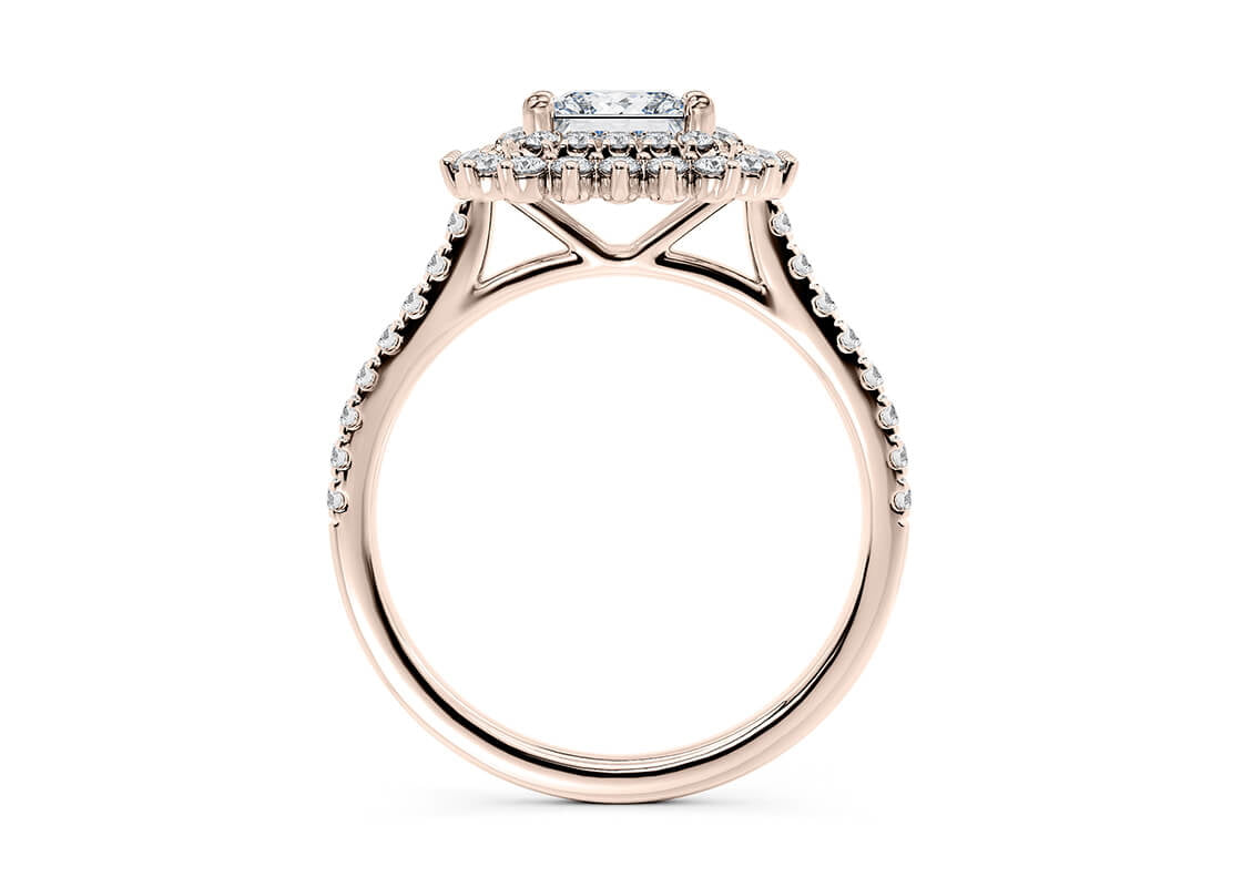 Berkeley Halo Rose Gold 18k Princess Engagement Ring