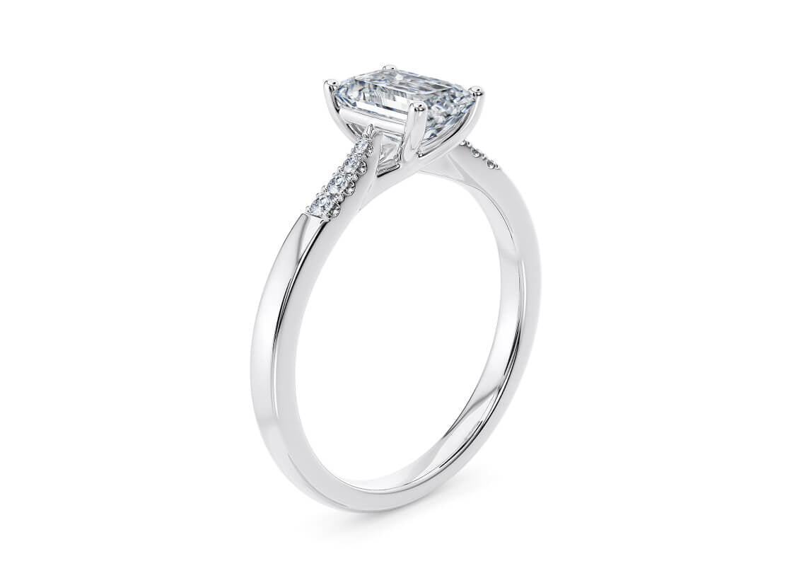Thea Diamond Band Platinum Emerald Engagement Ring