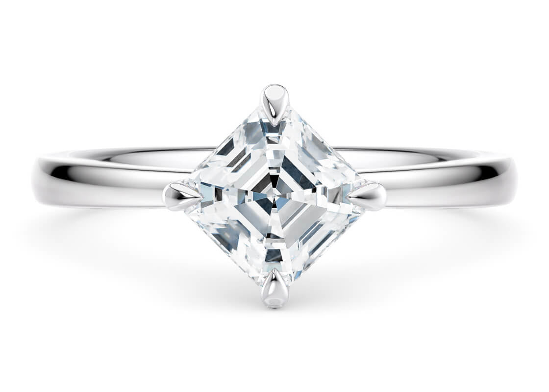 Starlight Compass Solitaire Platinum Asscher Engagement Ring