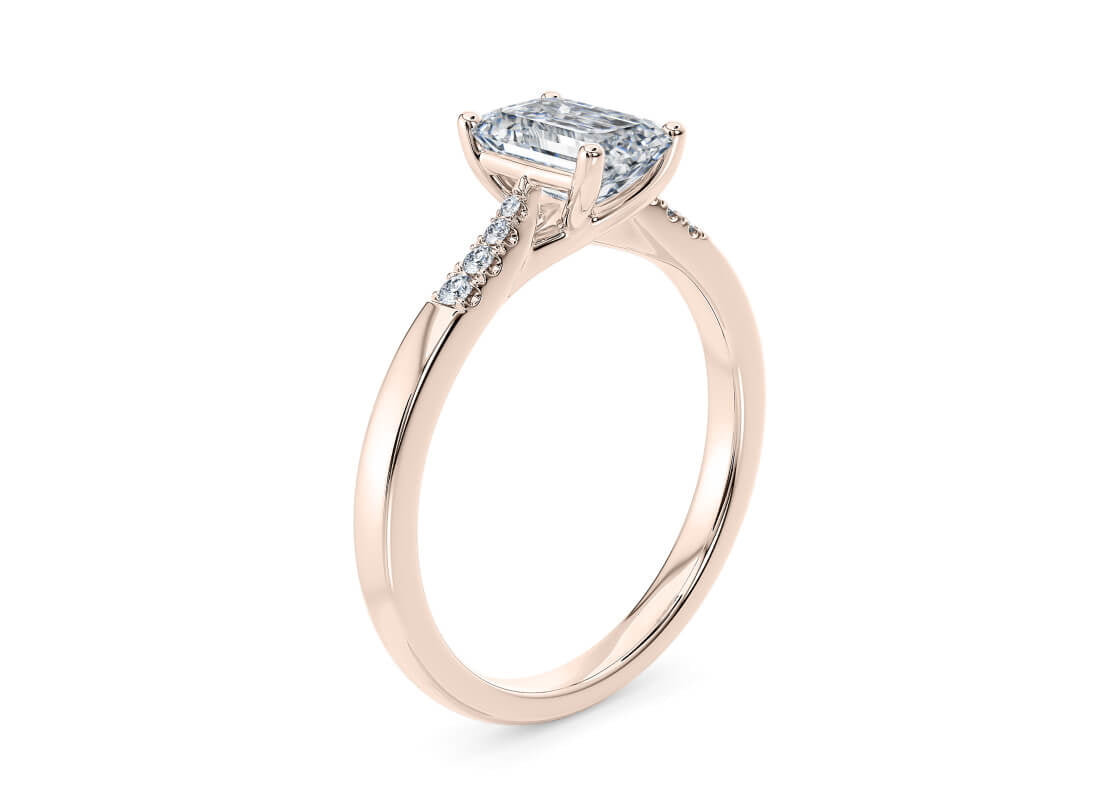 Thea Diamond Band Rose Gold 18k Emerald Engagement Ring