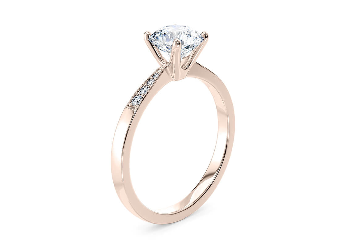 Delicacy Vintage Rose Gold 18k Round Engagement Ring