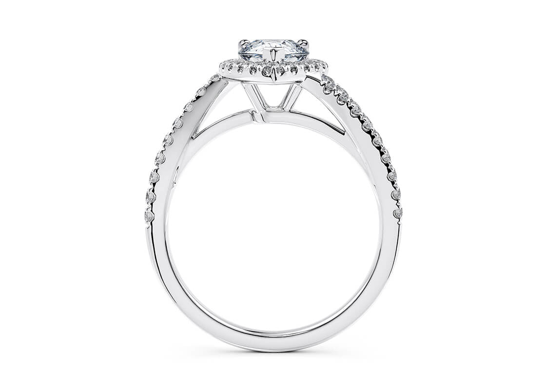 Kew Halo Platinum Pear Engagement Ring