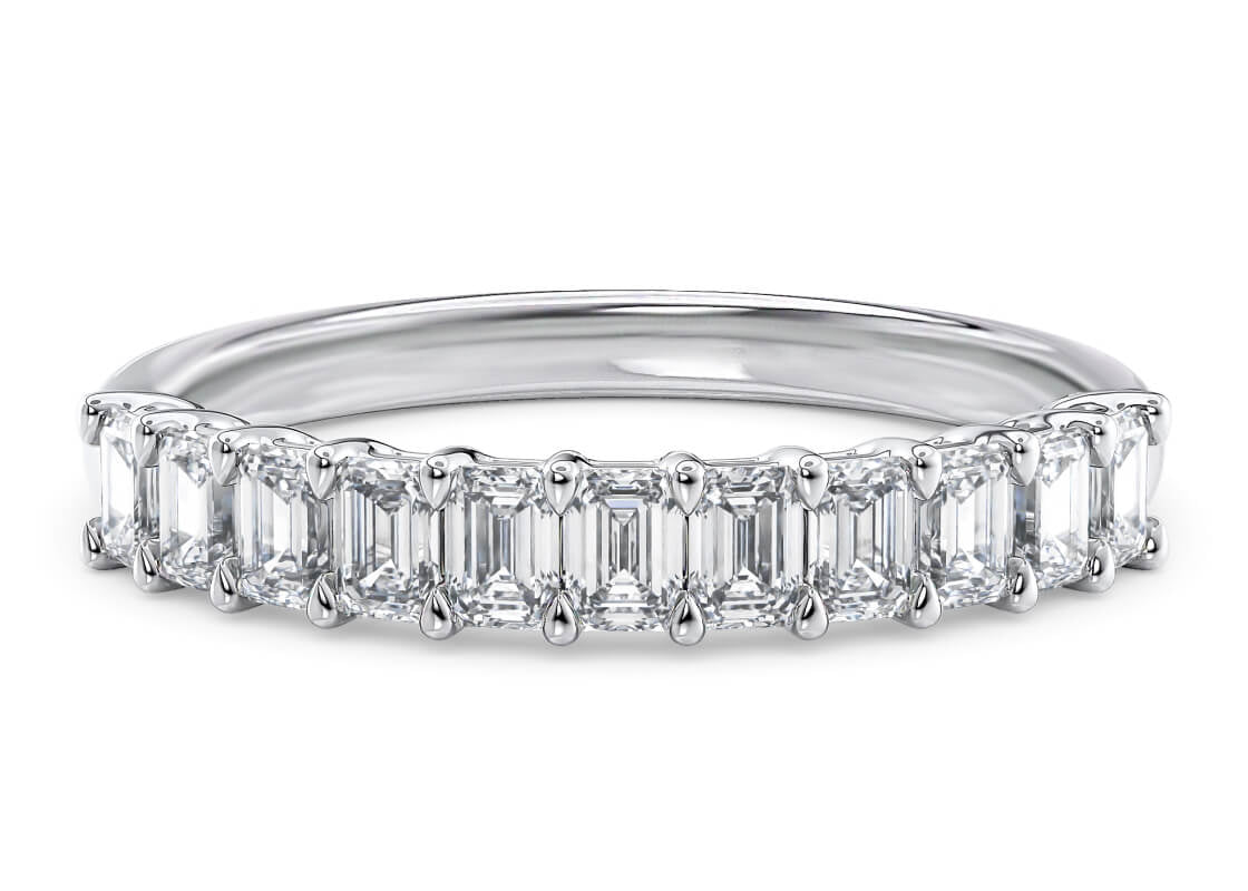 Regent Emerald Half Set White Gold 18k Lab Grown Eternity Ring