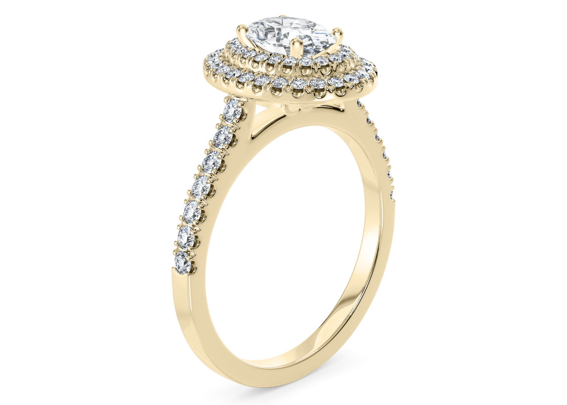 Empress Halo Yellow Gold 18k Oval Engagement Ring
