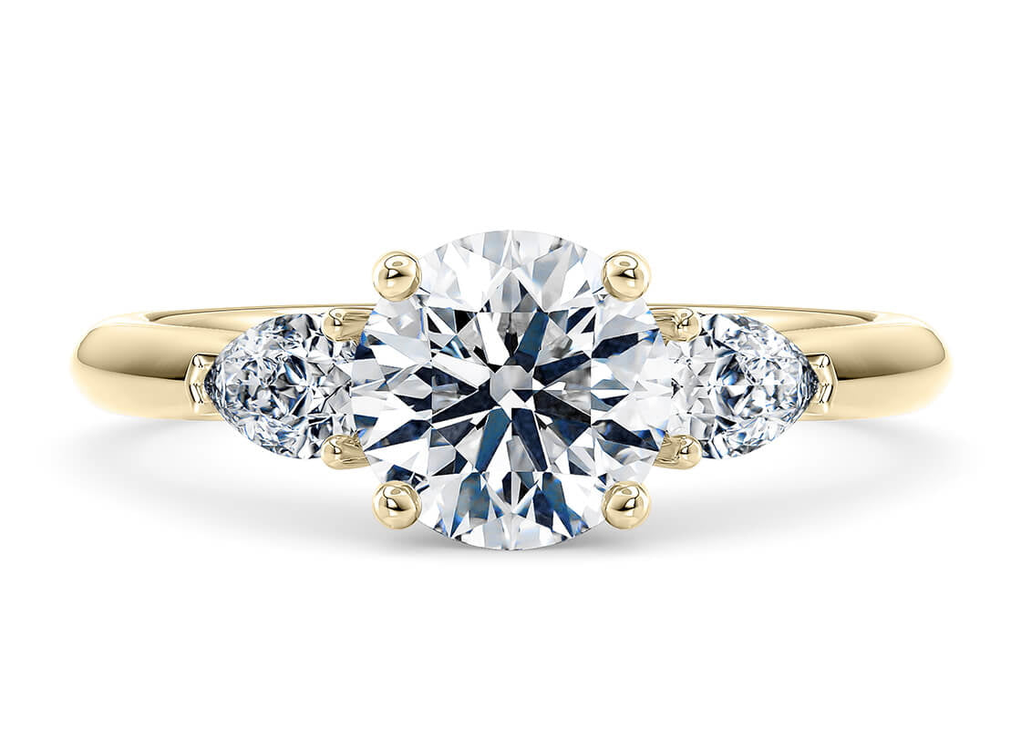 Florence Trilogy Yellow Gold 18k Round Engagement Ring