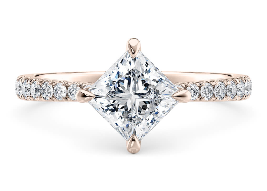 Asteria Compass Diamond Band Rose Gold 18k Princess Engagement Ring