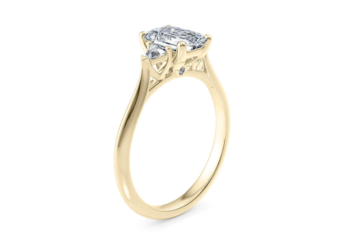 Paris Trilogy Yellow Gold 18k Emerald Engagement Ring