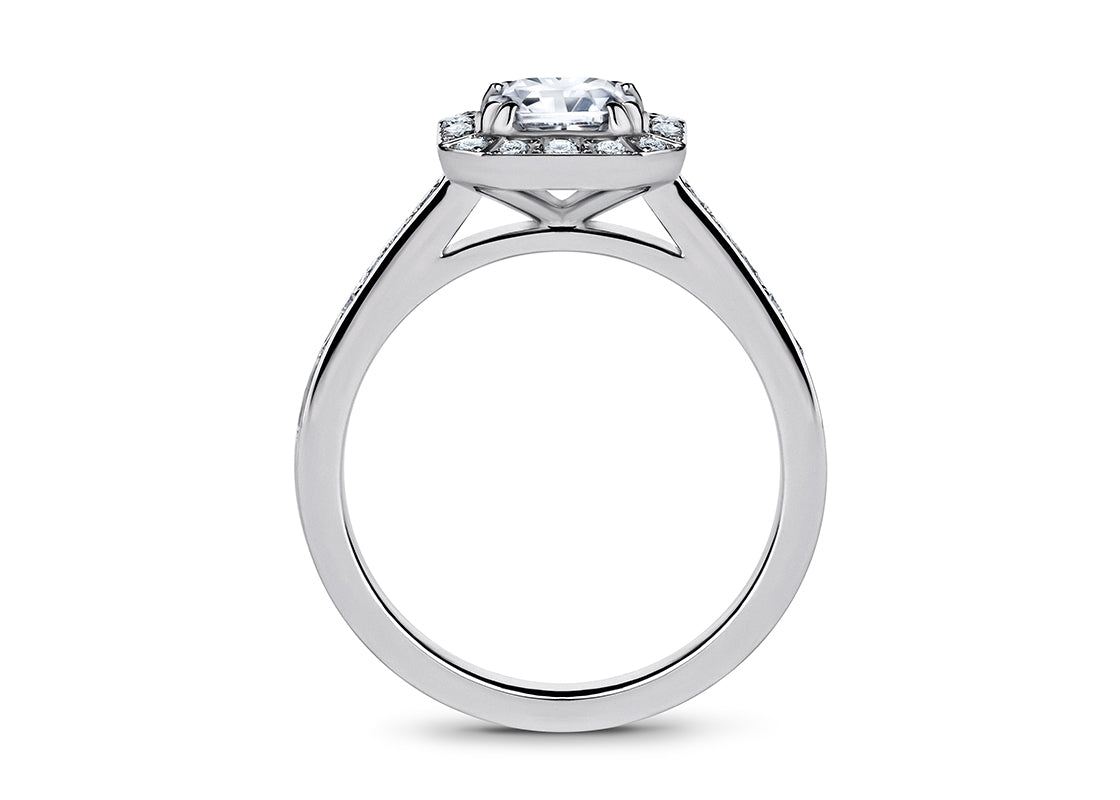 Zelda Halo Platinum Asscher Engagement Ring