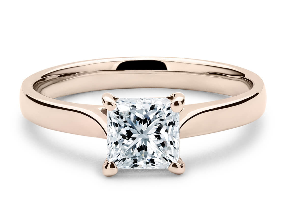 Contour Solitaire Rose Gold 18k Princess Engagement Ring