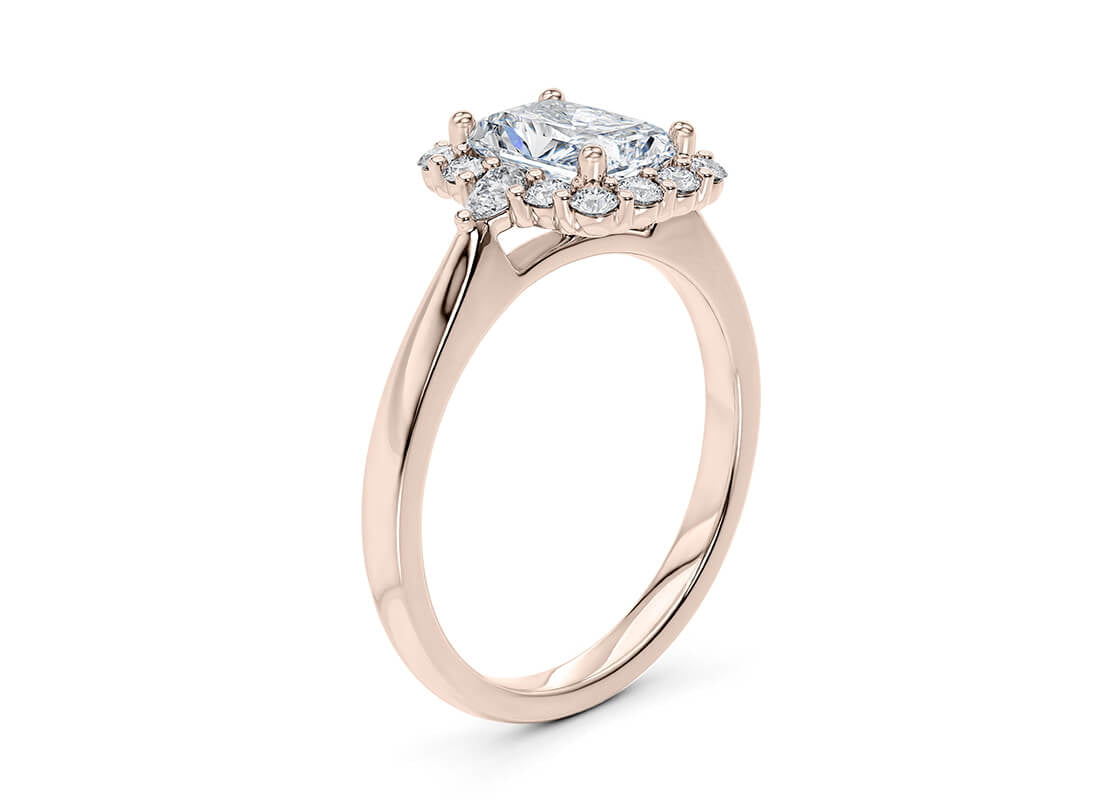 Hampstead Halo Rose Gold 18k Radiant Engagement Ring