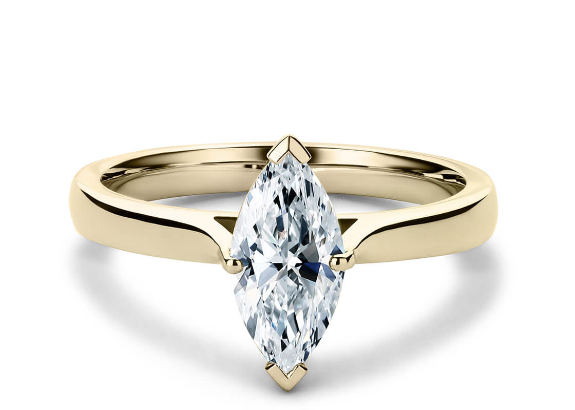 Contour Solitaire Yellow Gold 18k Marquise Engagement Ring
