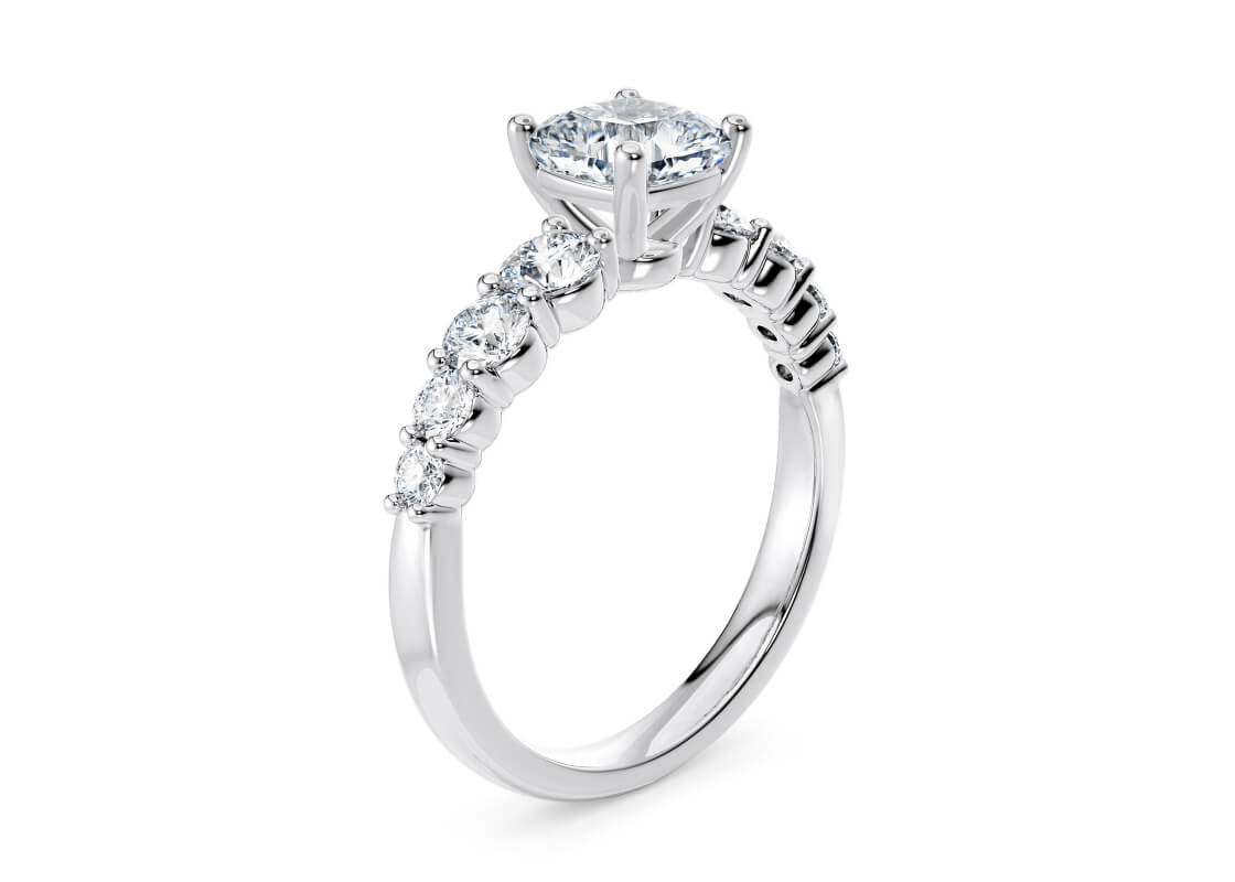 Lyra Diamond Band Platinum Cushion Engagement Ring