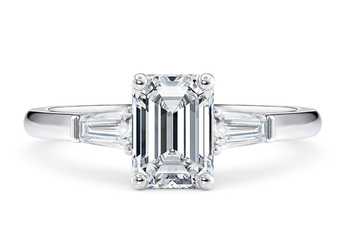 Alexandria Trilogy Platinum Emerald Engagement Ring