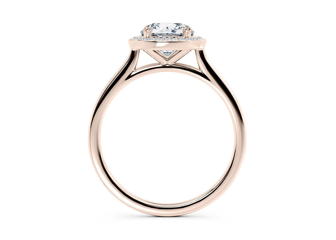 Minerva Halo Rose Gold 18k Round Engagement Ring