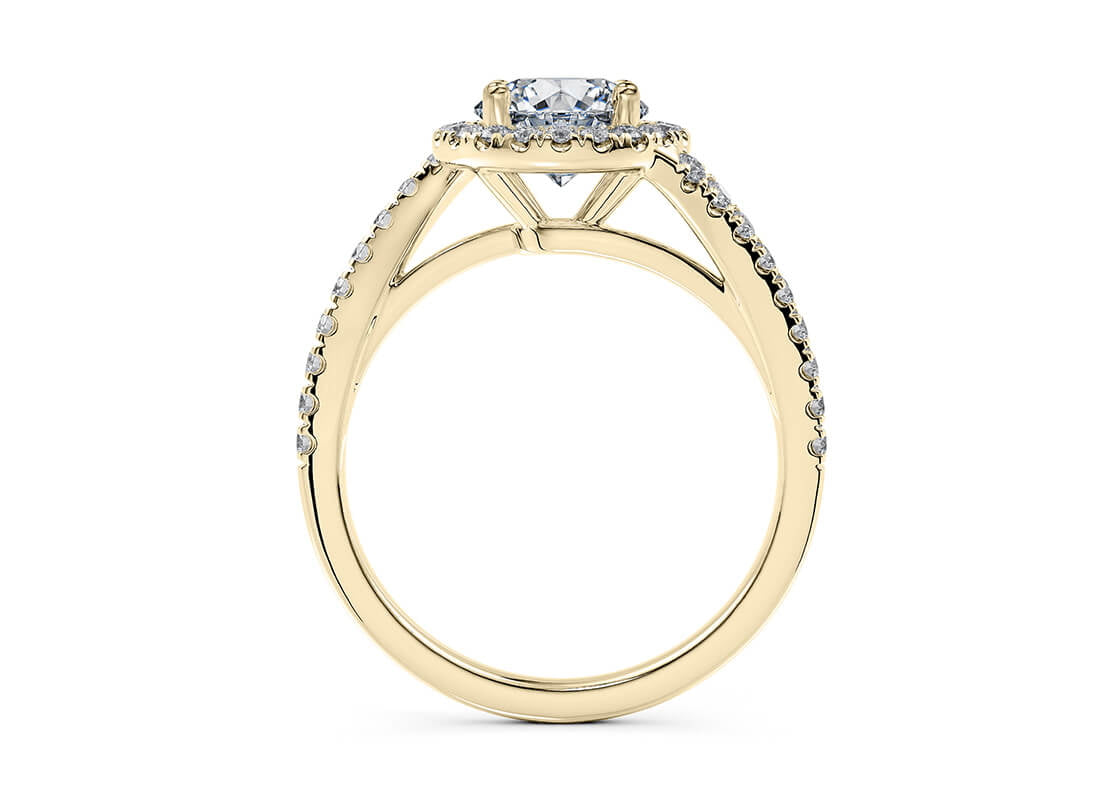 Kew Halo Yellow Gold 18k Round Engagement Ring