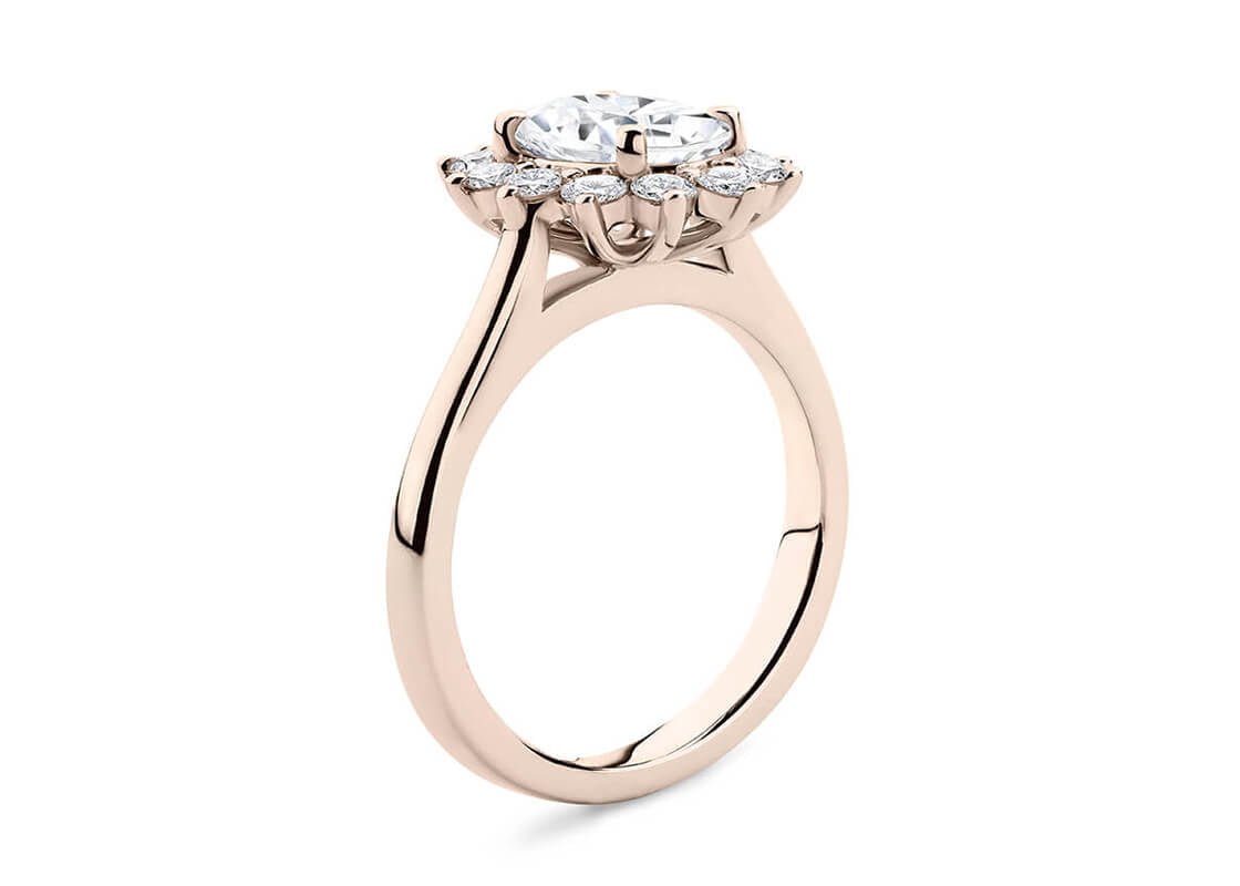 Edwardia Halo Rose Gold 18k Oval Engagement Ring