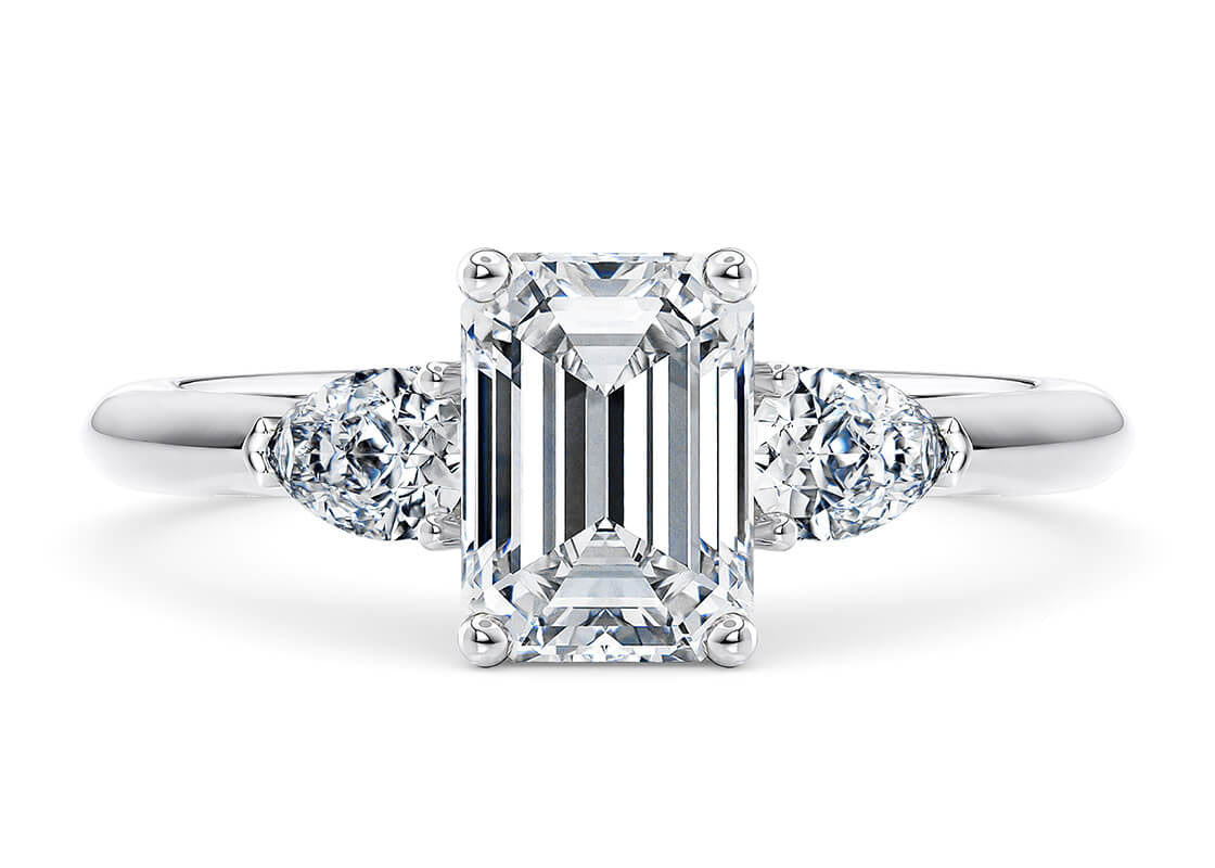 Florence Trilogy Platinum Emerald Engagement Ring