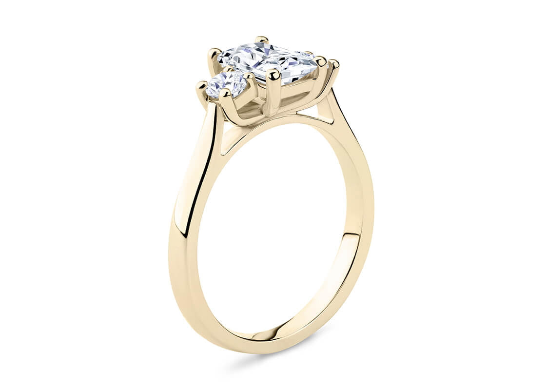 Roma Trilogy Yellow Gold 18k Radiant Engagement Ring